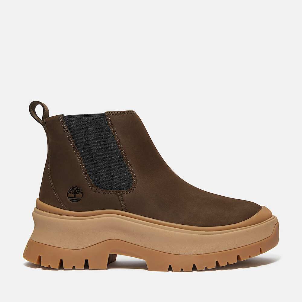 TIMBERLAND WOMEN'S 8 ROXIE LANE MID CHELSEA BOOT DK BROWN NUBUCK NIB